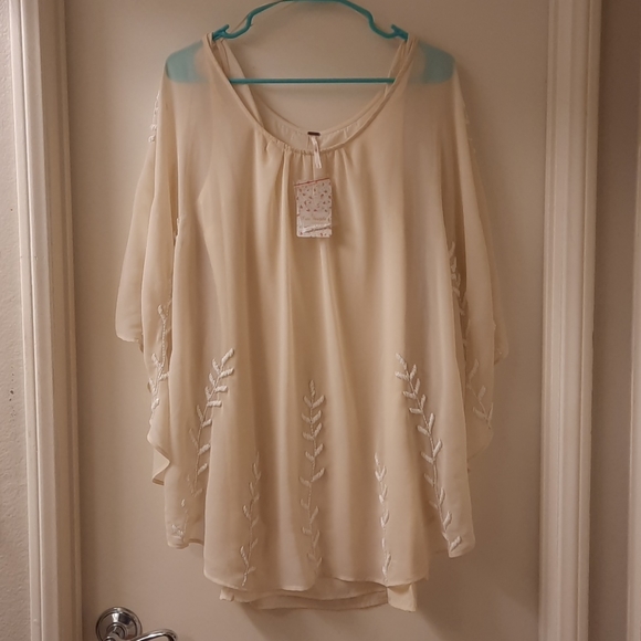 🥳HP🥳 NWT, Free People Nude Embellished Cape Dress - Picture 6 of 17